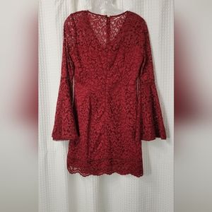 White House Black Market Lace Burgundy Dress Sz 4